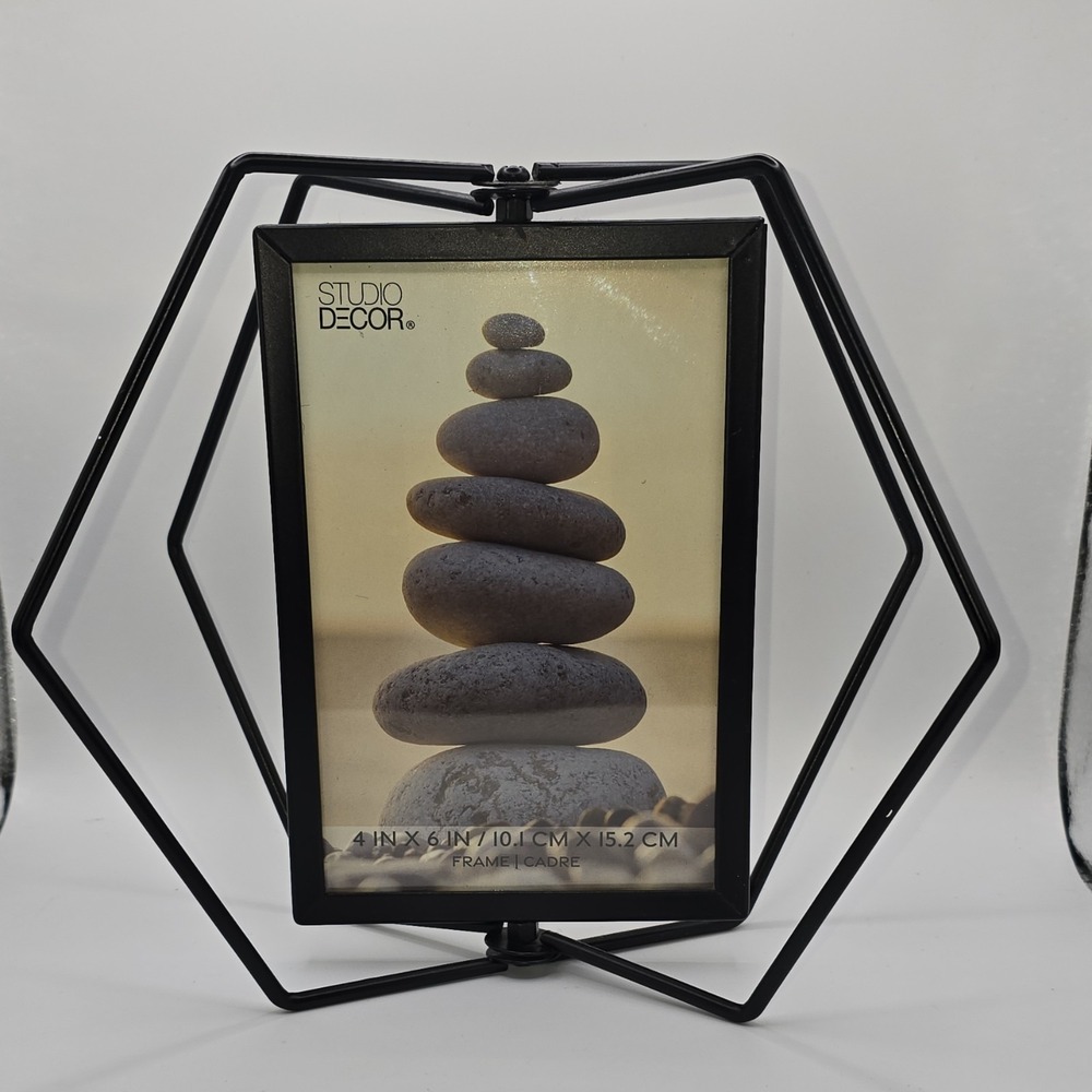 Studio‎ Decor Geometric Black Metal Photo Frame 4x6 Modern Freestanding Portrait